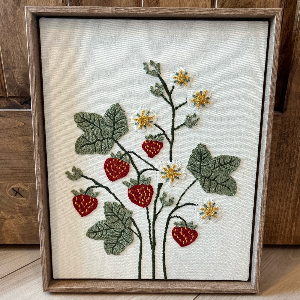 BP Home Floral and Strawberry Embroidered Wall Art